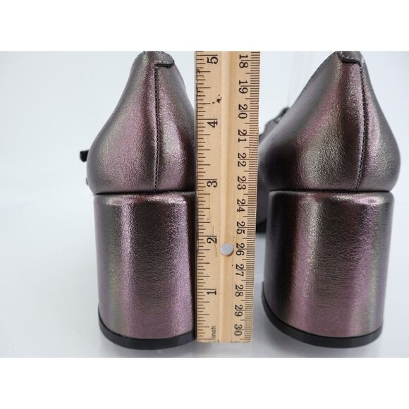 Jeffrey Campbell Tierz Mary Jane Pump Size 10 Pewter Iridescent Strappy Block - Picture 6 of 12